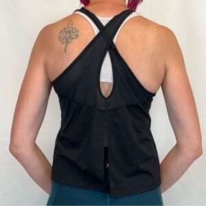 Women's Old Navy Active Ultralite Black Open Back Racerback Tank Top Small